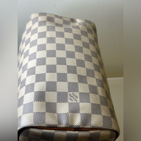 LOUIS VUITTON HANDBAG SPEEDY 25 WHITE DAMIER AZUR 🌟 AUTHENTIC 🌟 - Picture 3 of 16